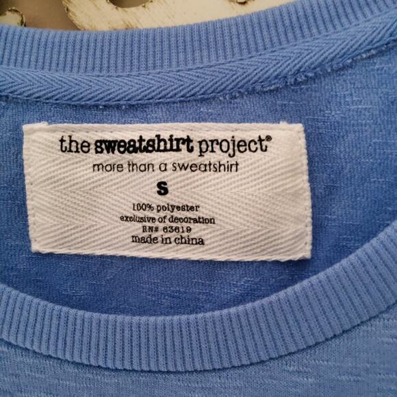 The Sweatshirt Project Women's Sleeveless Crew Neck Side Ruched Tie Tank Blue - Picture 6 of 6